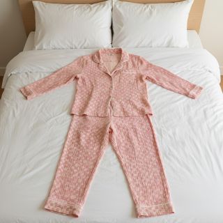 Double gauze/muslin JACQUARD Dots pink