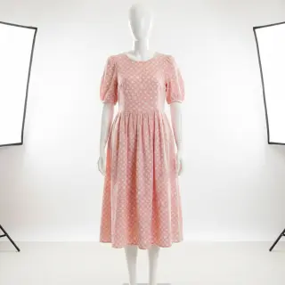 Double gauze/muslin JACQUARD Dots pink