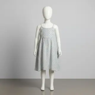 Double gauze/muslin JACQUARD Dots light blue