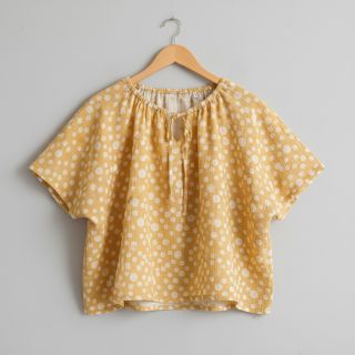 Double gauze/muslin JACQUARD Dots dark yellow