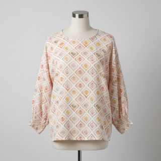 Double gauze/muslin Geo watercolour mauve digital print