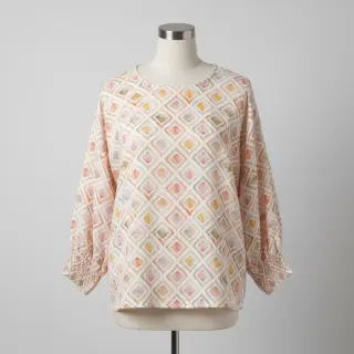 Double gauze/muslin Geo watercolour mauve digital print