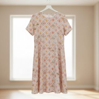 Double gauze/muslin Geo watercolour mauve digital print