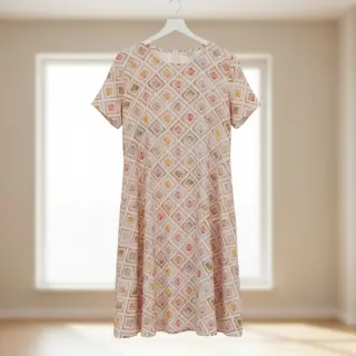 Double gauze/muslin Geo watercolour mauve digital print