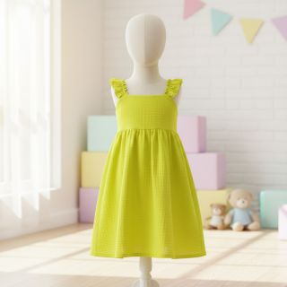 Double gauze/muslin NEON YELLOW ORGANIC