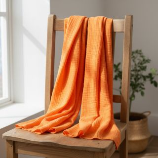 Double gauze/muslin NEON ORANGE ORGANIC