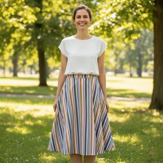 Double gauze/muslin yarn dyed Stripe purple