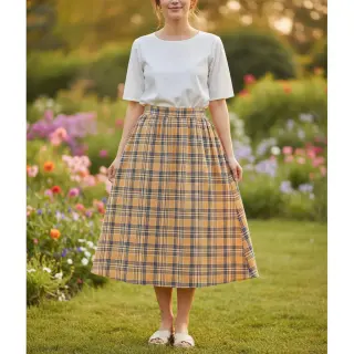 Double gauze/muslin Double sided CHECKS multicolour brown