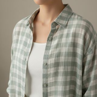 Double gauze/muslin Double sided CHECKS MINI nile