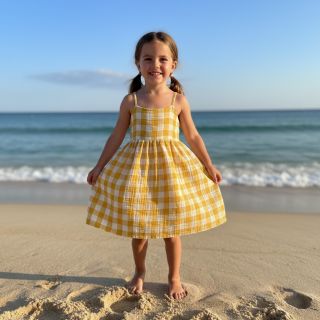 Double gauze/muslin Double sided CHECKS MINI ochre