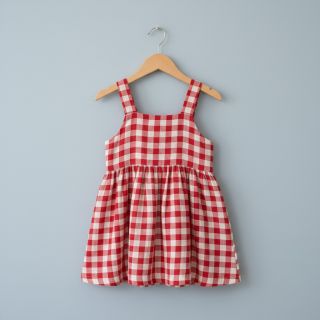 Double gauze/muslin Double sided CHECKS MINI red