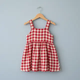 Double gauze/muslin Double sided CHECKS MINI red