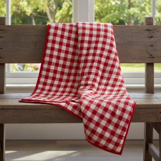 Double gauze/muslin Double sided CHECKS MINI red
