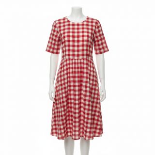 Double gauze/muslin Double sided CHECKS MINI red