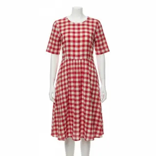 Double gauze/muslin Double sided CHECKS MINI red