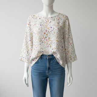 Double gauze/muslin Lovely meadow white