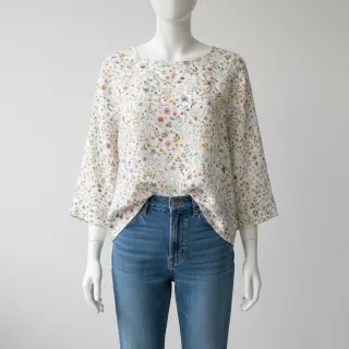 Double gauze/muslin Lovely meadow white