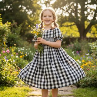 Double gauze/muslin Double sided CHECKS MINI black