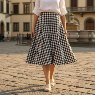 Double gauze/muslin Double sided CHECKS MINI black