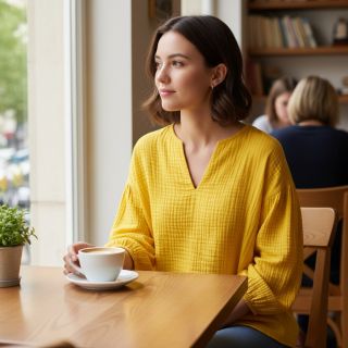 Double gauze/muslin lemon ORGANIC