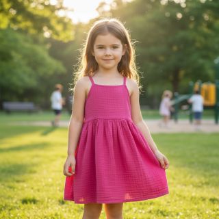 Double gauze/muslin fuchsia