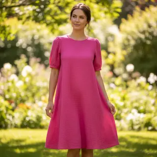 Double gauze/muslin fuchsia
