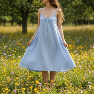 Double gauze/muslin blue heaven ORGANIC