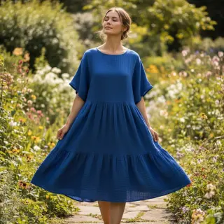 Double gauze/muslin cobalt