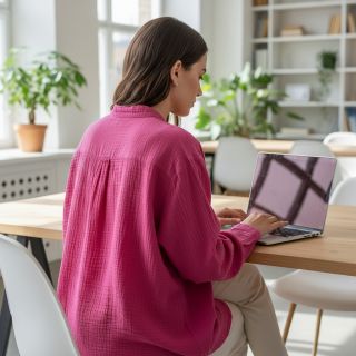 Double gauze/muslin fuchsia ORGANIC