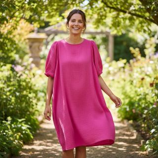 Double gauze/muslin fuchsia ORGANIC