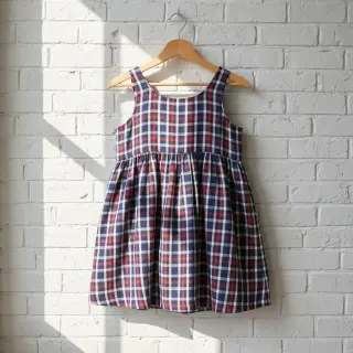 Double gauze/muslin Double sided Checks navy