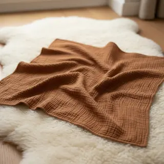 Double gauze/muslin cognac ORGANIC