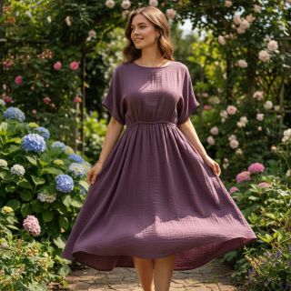 Double gauze/muslin aubergine