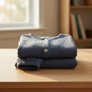 Double gauze/muslin jeans blue ORGANIC
