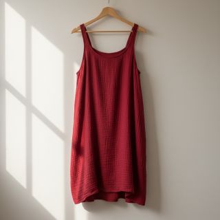 Double gauze/muslin red ORGANIC