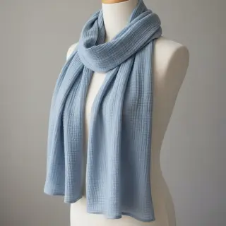 Double gauze/muslin blue ORGANIC