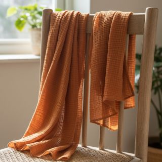 Double gauze/muslin brique ORGANIC