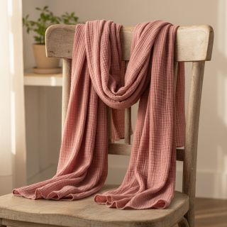 Double gauze/muslin mauve ORGANIC