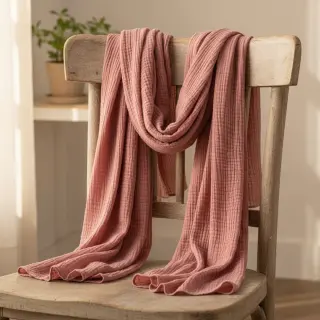 Double gauze/muslin mauve ORGANIC
