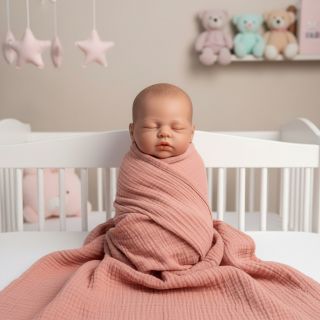 Double gauze/muslin soft rose ORGANIC