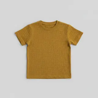 Double gauze/muslin ochre ORGANIC