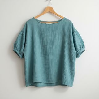 Double gauze/muslin blue shadow ORGANIC