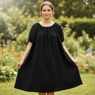 Double gauze/muslin black