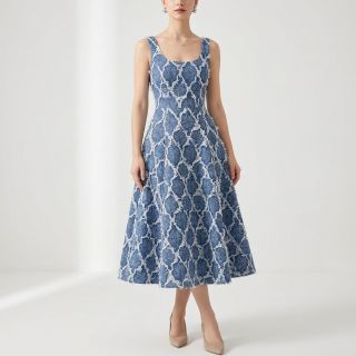 JEANS DENIM Ruffia Flowers design A