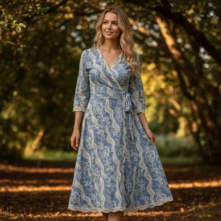 Cotton fabric JEANS EMBROIDERY Flora design B