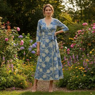 Cotton fabric JEANS EMBROIDERY Flora design D