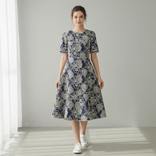 Cotton fabric JEANS EMBROIDERY Niva design A