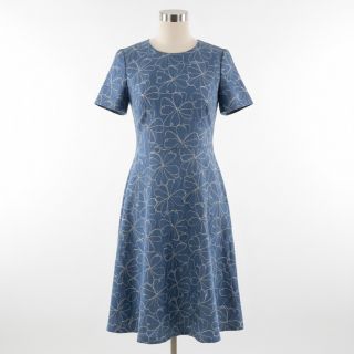 JEANS DENIM JACQUARD Flowers indigo