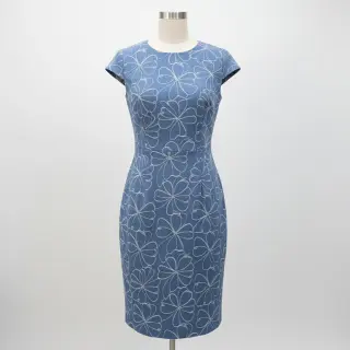 JEANS DENIM JACQUARD Flowers indigo