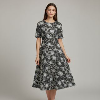 Cotton fabric JEANS EMBROIDERY Lisa design C